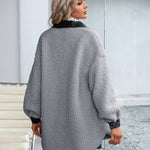 Lapel Collar Plush PU Single-breasted Trench Coat