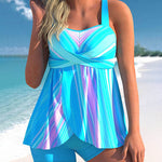 High Waisted Tie Dye Tankini Swimwear Tummy Control with Boyshorts Bathing Suit