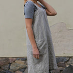 Nadorine Women's Cross Back Apron with Pockets Pinafore Dress