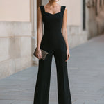 Square Neck Tailored Wide-Leg Jumpsuit