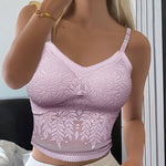Lace V-Neck Adjustable Spaghetti Strap Bralette Camisoles Sexy Soft Crop Cami Top
