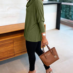 Women's Cowl Neck Batwing Sleeve Top Casual Long Sleeve Loose Pullover Comfortable Soft Drape Blouse