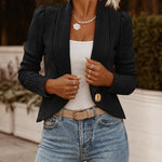 Women's Shawl Collar Crop Jacket Argyle Cable Knit Textured Slim Fit Short Blazer Elegant Single Breasted Work Outwear