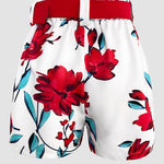 Women's 2-Piece Outfit Single-Breasted Blazer and Floral Print Shorts Set with Belt