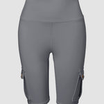 Tummy Control Butt Lifting Active Shorts High Waist Flap Pocket Workout Bermuda Cargo Running Shorts