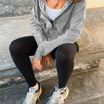 Long Sleeve Waist Drawstring Hooded Coat Casual Loose Fit Cardigan Jacket with Pockets