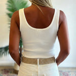 U-Neck Sleeveless Half Button Front Tank Slim Fit Backless Knit Waffle Tank Top