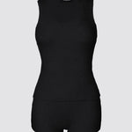 2PCS Micro-Ribbed U-Neck Tank Top & Boxer Set Cozy Loungewear