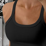 Scoop Neck Spaghetti Strap Ribbed Top Casual Sleeveless Slim Fit Tank