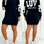 Women's Letter Print Dress Round Neck Sweatshirt Dress Casual Long Sleeve Mini Dress