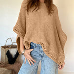 Solid Batwing Sleeve Hollow Out Crochet Pattern Top Casual Cover Up