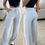 High Waist Drawstring Elastic Waist Wide Leg Casual Pants