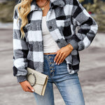 Nadorine Double Sided Fleece Long Sleeve Plaid Jacket