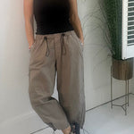 Street Style Drawstring Elastic Waist Pocketed Cargo Pants