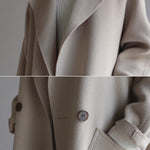 Urban Loose Solid Color Belted Woolen Coat
