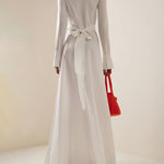 A-Line Long Sleeves Buttoned Flower Print Round-Neck Maxi Dresses