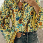 Peacock Loose Shirt Button Long Sleeve Shirt