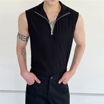 Slim Fit Half-Zip Pullover Tank Top