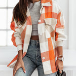 Women Flannel Plaid Light Weight Jacket Shirts Long Sleeve Button Down Shirts Coats