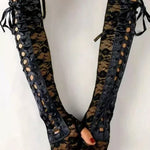 Lace Up Long Fingerless Gloves
