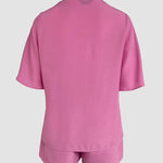 2 Pieces V Neck Button Decor Bell Sleeve Top and Casual Drawstring Stechy Waist Shorts Set