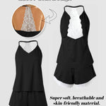 Crochet Lace Trim Backless Cami Top And Shorts Set Pajams Set Sleepwear