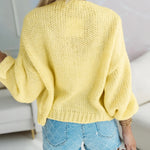 Women's 3D Floral Knit Cardigan Long Sleeve Crochet Sweater Casual Crop Coat