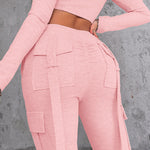 Drawstring Slit Pocket Design Sweatpants