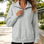 Women's Half Zip Sweatshirt Loose Dropped Shoulder Pullover Casual Top with Pockets