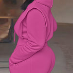 2 Pieces Outfit Long Sleeve Crop Drawstring Hoodie Sweatshirt with Thumb Hole Cuffs and Casual Drawstring Elastic Waist Wide Leg Sweatpants Set