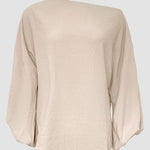 Women's French Style Off Shoulder Blouse Elegant Lantern Sleeve Top Versatile Skew Neck Textured Shirt