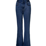 ChicMe CurveEase Back Shirred Button Front High Waist Jeans Skinny Flared Denim Jeggings