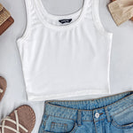 Scoop Neck Sleeveless Ribbed Tank Top Cami Tee Shirts