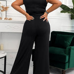 Rhinestone Decor Multi Spaghetti Straps Ruched Overalls Casual Zipper Back Wide Leg Jumpsuit