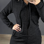 2 Pieces Outfit Long Sleeve Zip Up Drawstring Hoodie Coat and Casual Elastic Waist Seam Front Straight Leg Pants Set