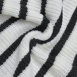 Women's Striped Henley Drawstring Hooded Sweater Loose Fit Lantern Sleeve Knit Pullover