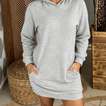 Women's Casual Hooded Sweatshirt Dress Loose Fit Long Sleeve Mini Dress with Pocket