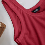 Scoop Neck Sleeveless Ribbed Tank Top Cami Tee Shirts