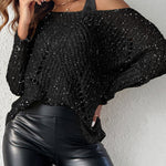 2 Piece Hollow-out Pullover Top Inner Tank Open-Knit Sweater Blouse Set