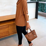 Women's Cowl Neck Batwing Sleeve Top Casual Long Sleeve Loose Pullover Comfortable Soft Drape Blouse