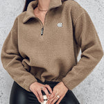 Stand Collar Zipper Design Casual Sweatshirt