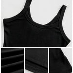 Scoop Neck Spaghetti Strap Ribbed Top Casual Sleeveless Slim Fit Tank