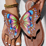 Colorblock Butterfly Print Toe Post Slippers