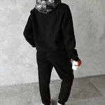 Contrast Sequin Hooded Sweatshirt & Pocket Design Sweatpants Set