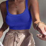 U-Neck Sleeveless Tank Top Bodysuits Slim Fit Ribbed Bodysuits
