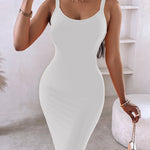 Spaghetti Strap U-Neck Casual Maxi Dress Slim Fit Cami Vacation Dress