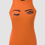 Eyelash Print Casual Tank Top