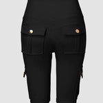 Tummy Control Butt Lifting Active Shorts High Waist Flap Pocket Workout Bermuda Cargo Running Shorts