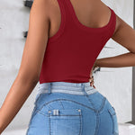 Scoop Neck Sleeveless Ribbed Tank Top Cami Tee Shirts