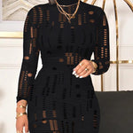 Mock Neck Long Sleeve Hollow Out Bodycon Dress Sexy Party Dress